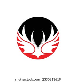 Wing Logo Design, Vector Eagle Falcon Wings, Beauty Flying Bird, Illustration Symbol