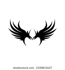 Wing Logo Design, Vector Eagle Falcon Wings, Beauty Flying Bird, Illustration Symbol