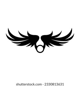 Wing Logo Design, Vector Eagle Falcon Wings, Beauty Flying Bird, Illustration Symbol