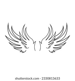 Wing Logo Design, Vector Eagle Falcon Wings, Beauty Flying Bird, Illustration Symbol