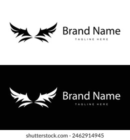 Wing Logo Design, Vector Eagle Falcon Wings, Beauty Flying Bird, Illustration Symbol