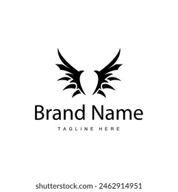 Wing Logo Design, Vector Eagle Falcon Wings, Beauty Flying Bird, Illustration Symbol