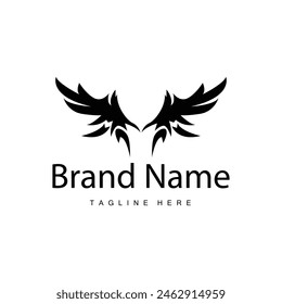 Wing Logo Design, Vector Eagle Falcon Wings, Beauty Flying Bird, Illustration Symbol