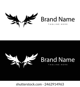 Wing Logo Design, Vector Eagle Falcon Wings, Beauty Flying Bird, Illustration Symbol