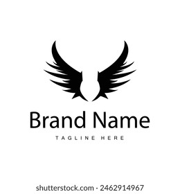 Wing Logo Design, Vector Eagle Falcon Wings, Beauty Flying Bird, Illustration Symbol