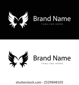 Wing Logo Design, Vector Eagle Falcon Wings, Beauty Flying Bird, Illustration Symbol