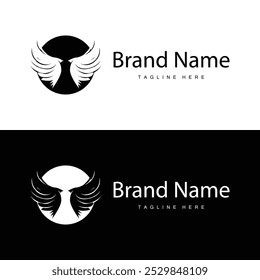 Wing Logo Design, Vector Eagle Falcon Wings, Beauty Flying Bird, Illustration Symbol
