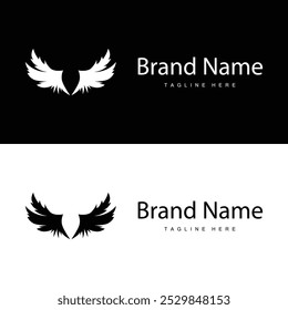 Wing Logo Design, Vector Eagle Falcon Wings, Beauty Flying Bird, Illustration Symbol