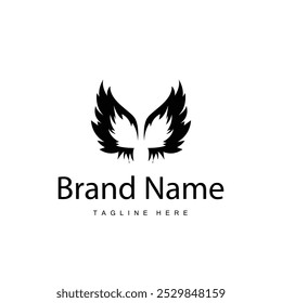 Wing Logo Design, Vector Eagle Falcon Wings, Beauty Flying Bird, Illustration Symbol