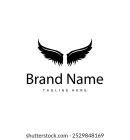 Wing Logo Design, Vector Eagle Falcon Wings, Beauty Flying Bird, Illustration Symbol