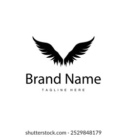 Wing Logo Design, Vector Eagle Falcon Wings, Beauty Flying Bird, Illustration Symbol
