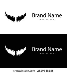 Wing Logo Design, Vector Eagle Falcon Wings, Beauty Flying Bird, Illustration Symbol