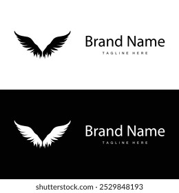 Wing Logo Design, Vector Eagle Falcon Wings, Beauty Flying Bird, Illustration Symbol