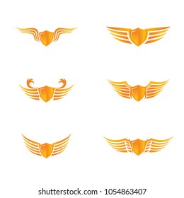 Wing logo design vector symbol gradient gold element shield illustration