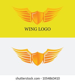 Wing logo design vector symbol gradient gold element shield illustration