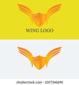 Wing logo design vector symbol gradient gold element shield illustration
