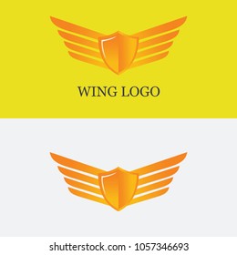 Wing logo design vector symbol gradient gold element shield illustration
