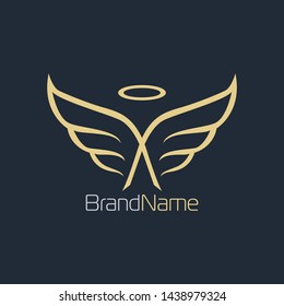 Wing logo formed angel symbol in gold color