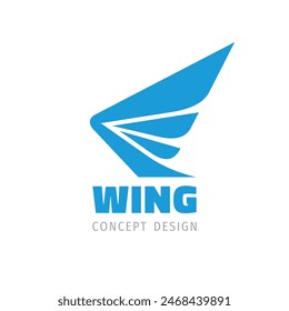Wing logo graphic design. Strategy development sign. Fitness sport icon. Delivery speed symbol. Creative vector illustration.