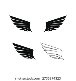 wing logo icon vector design concept silhouette and line