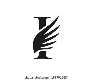 Logo de Wing con el concepto de la carta. Logo de la carta con ala