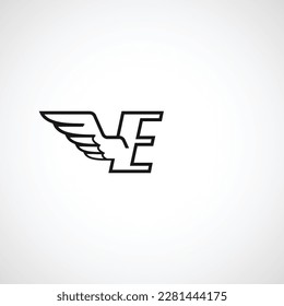 Logo des Briefes E Firmenname Luxus-Anfangslogotype Adler Symbol Vogel Vektorsymbol