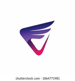 wing logo with letter V concept