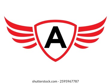 Wing Logo On Letter A Alphabet For Transportation Logo Symbol	