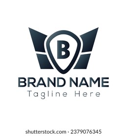 Logo De Wing En Plantilla De Letra B. Letra Wing On B, plantilla de concepto de signo Wing Inicial	