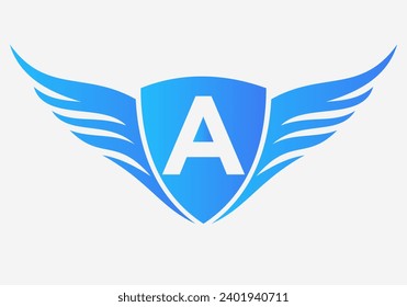 Wing Logo On Letter A For, Transportation Symbol. Freight Sign