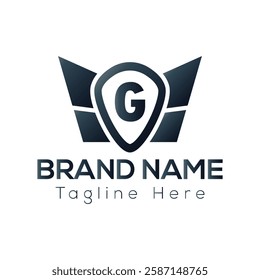 Wing Logo On Letter G Template. Wing On G Letter, Initial Wing Sign Concept Template	