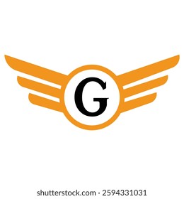 Wing Logo On Letter G Transportation Symbol Transport Wing Sign