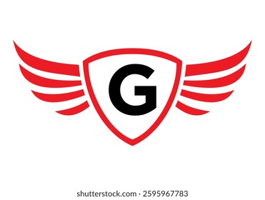 Wing Logo On Letter G Alphabet For Transportation Logo Symbol	