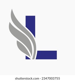 Wing Logo On Letter L For Freight and Transportation Symbol. Wing Logotype Template