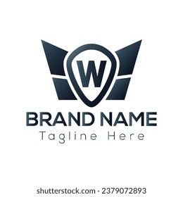 Logo De Wing En Plantilla De Letra W. Letra Wing On W, plantilla de concepto de signo de ala inicial	