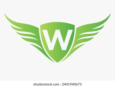 Logo De Wing En La Letra W Para, Símbolo De Transporte. Firma de flete