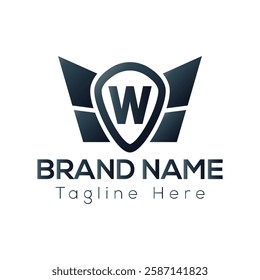 Wing Logo On Letter W Template. Wing On W Letter, Initial Wing Sign Concept Template	