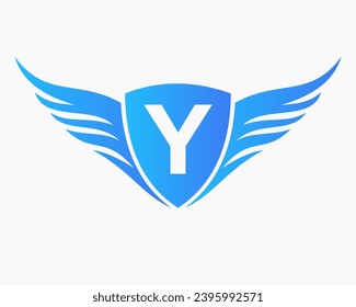 Wing Logo On Letter Y, Transportation Symbol, Transport Sign