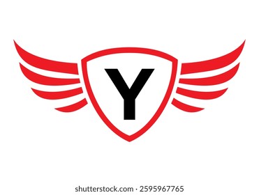 Wing Logo On Letter Y Alphabet For Transportation Logo Symbol	