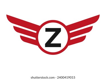 Wing Logo On Letter Z, Transportation Symbol, Transport Wing Sign