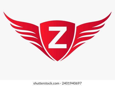 Wing Logo On Letter Z For, Transportation Symbol. Freight Sign