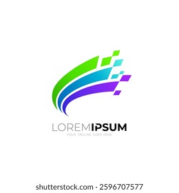 Wing logo and pixel design combination, colorful style logos
