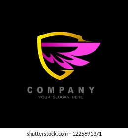 wing logo , shield and wing, defense icon using wings