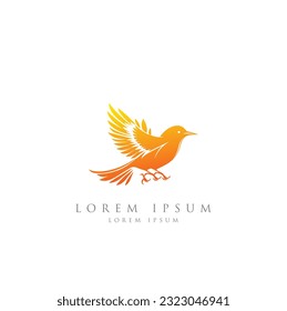 wing logo symbol icon vector illustration, Logos birds, minimalist monoline line art Flying bird Black bird icons design