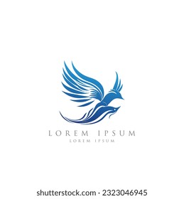 wing logo symbol icon vector illustration, Logos birds, minimalist monoline line art Flying bird Black bird icons design