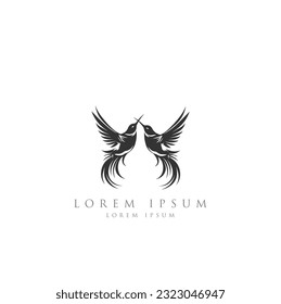 wing logo symbol icon vector illustration, Logos birds, minimalist monoline line art Flying bird Black bird icons design
