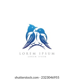 wing logo symbol icon vector illustration, Logos birds, minimalist monoline line art Flying bird Black bird icons design
