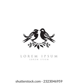 Flügel-Logo Symbol Vektorgrafik, Logos-Vögel, minimalistische Monoline-Linie Kunst Flying Vogel Schwarze Vogelsymbole Design