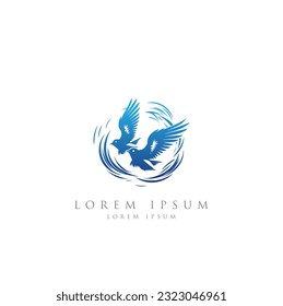 wing logo symbol icon vector illustration, Logos birds, minimalist monoline line art Flying bird Black bird icons design