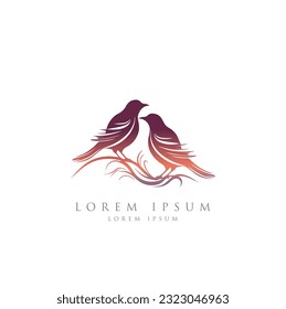 símbolo del logotipo del ala icono ilustración vectorial, aves de los logotipos, arte de la línea de la monolina minimalista Flying bird diseño de iconos de aves negras